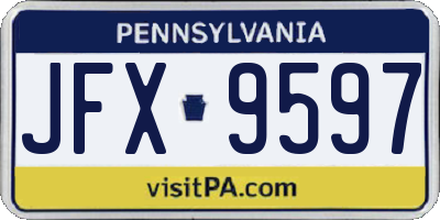 PA license plate JFX9597