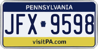 PA license plate JFX9598