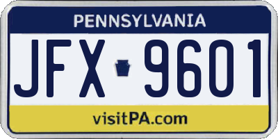 PA license plate JFX9601