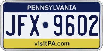 PA license plate JFX9602