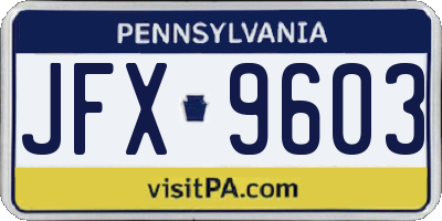PA license plate JFX9603