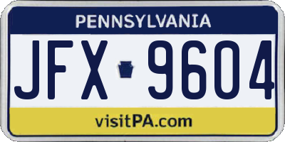 PA license plate JFX9604