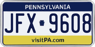 PA license plate JFX9608