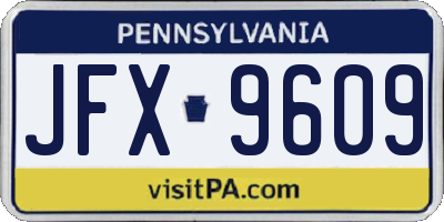 PA license plate JFX9609