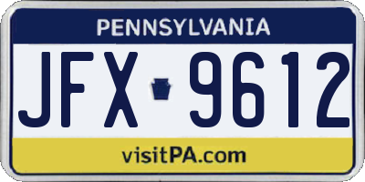 PA license plate JFX9612