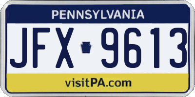 PA license plate JFX9613