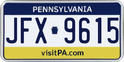 PA license plate JFX9615