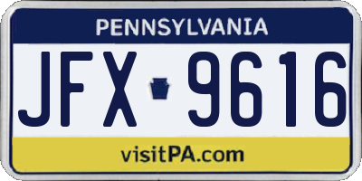 PA license plate JFX9616