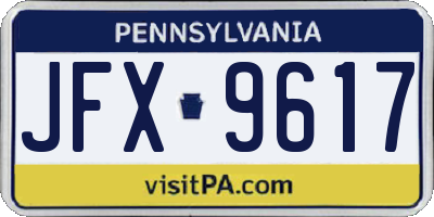 PA license plate JFX9617