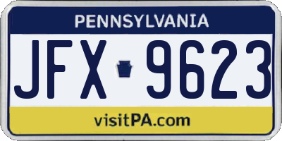 PA license plate JFX9623