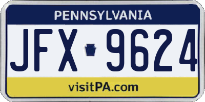 PA license plate JFX9624