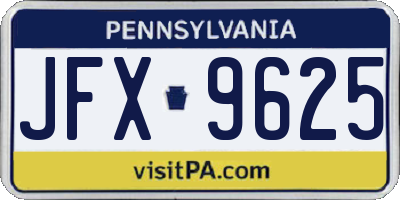 PA license plate JFX9625