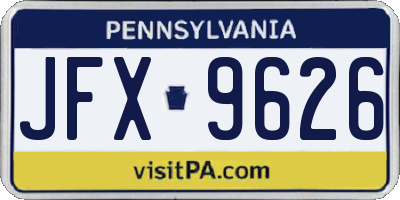 PA license plate JFX9626
