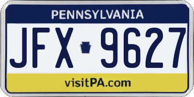 PA license plate JFX9627