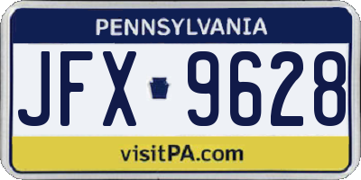 PA license plate JFX9628