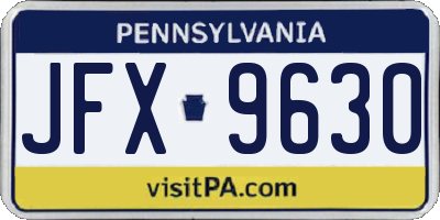 PA license plate JFX9630