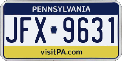 PA license plate JFX9631