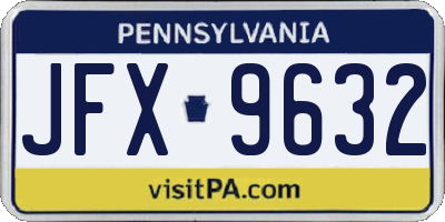 PA license plate JFX9632