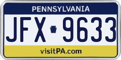 PA license plate JFX9633