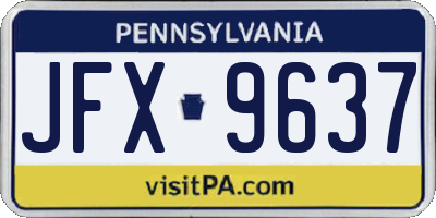 PA license plate JFX9637