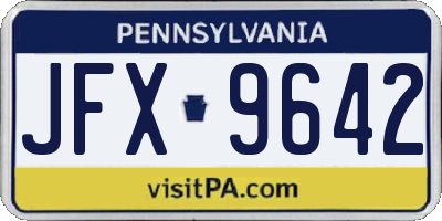 PA license plate JFX9642