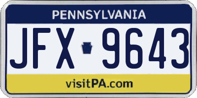 PA license plate JFX9643