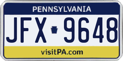 PA license plate JFX9648