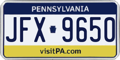 PA license plate JFX9650