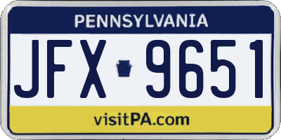 PA license plate JFX9651