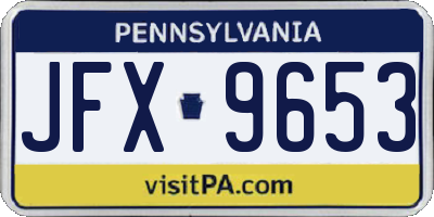 PA license plate JFX9653
