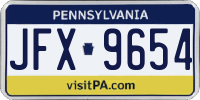 PA license plate JFX9654