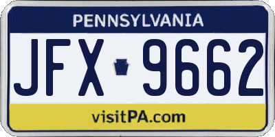 PA license plate JFX9662