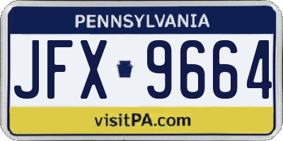 PA license plate JFX9664
