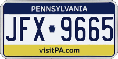 PA license plate JFX9665