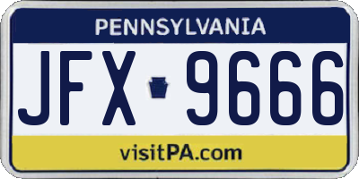 PA license plate JFX9666