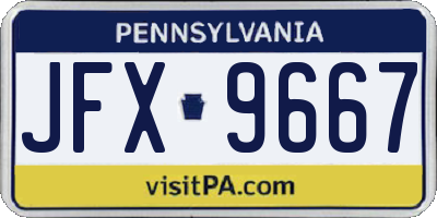 PA license plate JFX9667