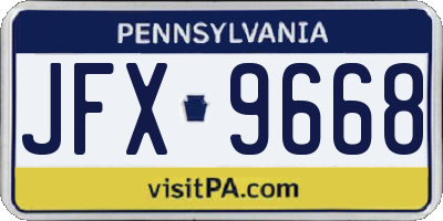 PA license plate JFX9668