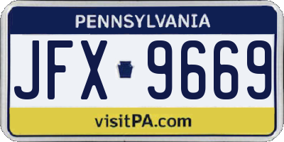 PA license plate JFX9669