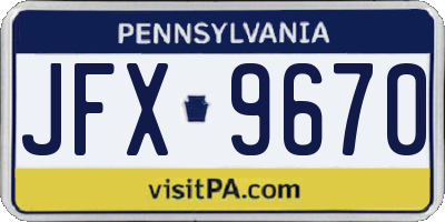 PA license plate JFX9670