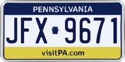 PA license plate JFX9671