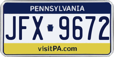PA license plate JFX9672