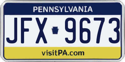 PA license plate JFX9673