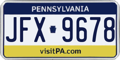 PA license plate JFX9678