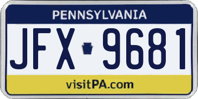 PA license plate JFX9681