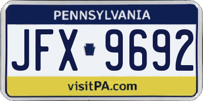 PA license plate JFX9692