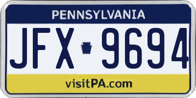 PA license plate JFX9694