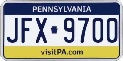 PA license plate JFX9700