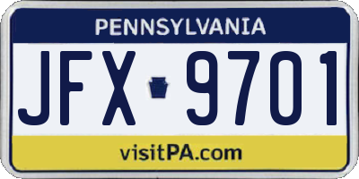 PA license plate JFX9701