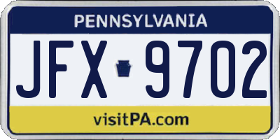 PA license plate JFX9702