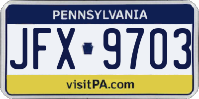 PA license plate JFX9703